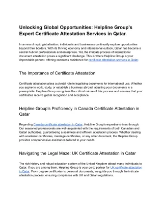 Unlocking Global Opportunities_ Helpline Group's Expert Certificate Attestation Services in Qatar