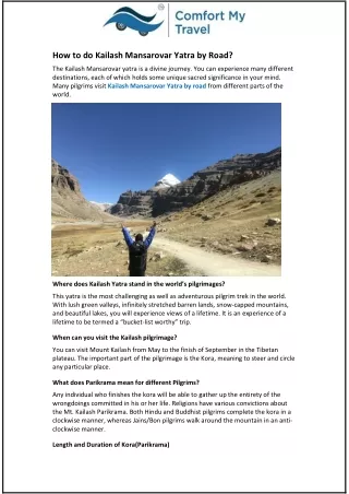 How to do Kailash Mansarovar Yatra by Road?