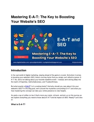 Mastering E-A-T The Key to Boosting Your Website's SEO