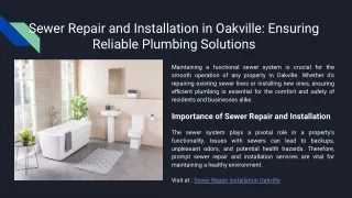 Sewer Repair and Installation in Oakville