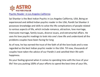 Psychic Reader  in Los Angeles California