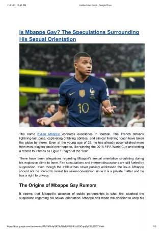 Is Mbappe Gay-The Speculations Surrounding His Sexual Orientation