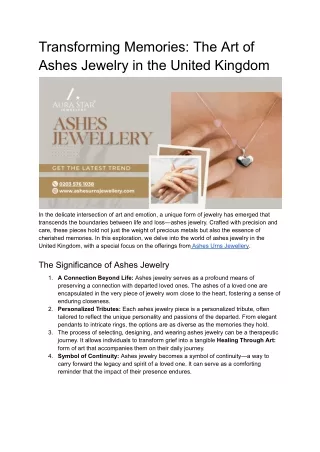 Transforming Memories_ The Art of Ashes Jewelry in the United Kingdom