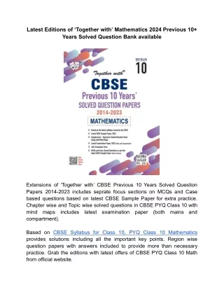 ‘Together with’ CBSE PYQ Class 10 Mathematics with Previous Years Solved