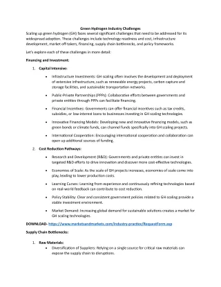 Green Hydrogen Industry Challenges  PDF