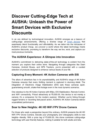 Discover Cutting-Edge Tech at AUSHA_ Unleash the Power of Smart Devices with Exclusive Discounts