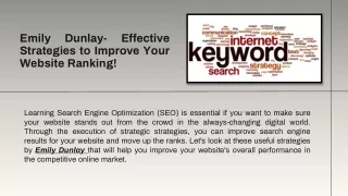 Emily Dunlay- Effective Strategies to Improve Your Website Ranking!