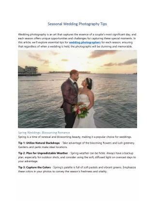 Seasonal Wedding Photography Tips