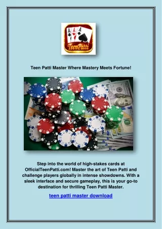 Teen Patti Master Where Mastery Meets Fortune