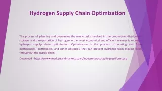 Hydrogen Supply Chain Optimization