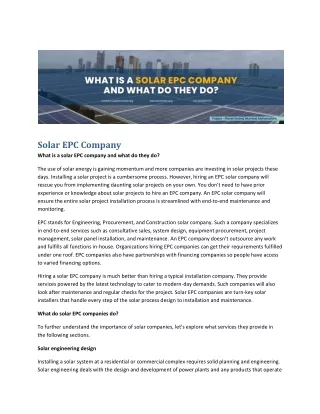 Solar EPC Company