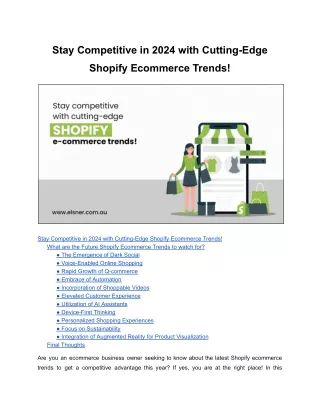 Stay Competitive in 2024 with Cutting-Edge Shopify E-commerce Trends