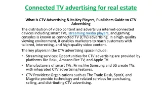 Connected TV advertising for real estate