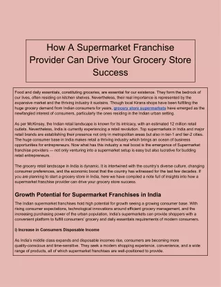 How A Supermarket Franchise Provider Can Drive Your Grocery Store Success