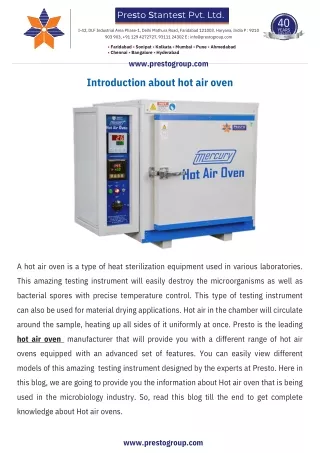 Hot Air Oven Uses in Laboratory - Presto Group