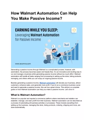 How Walmart Automation Can Help You Make Passive Income in 2023