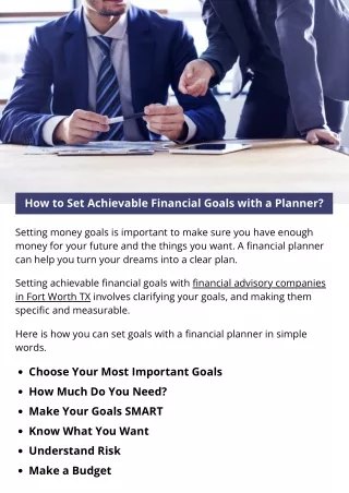 How to Set Achievable Financial Goals with a Planner?