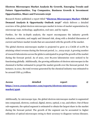 Electron Microscopes Market Future Opportunities 2036