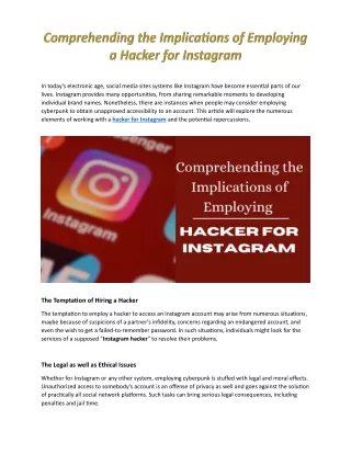 Comprehending the Implications of Employing a Hacker for Instagram