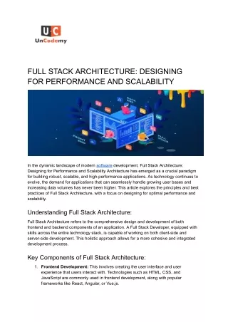 FULL STACK ARCHITECTURE_ DESIGNING FOR PERFORMANCE AND SCALABILITY