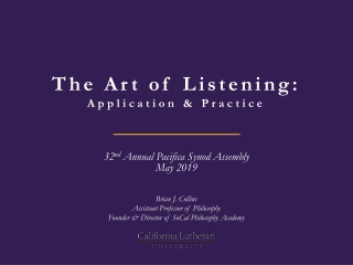 The Art of Listening: Application &amp; Practice