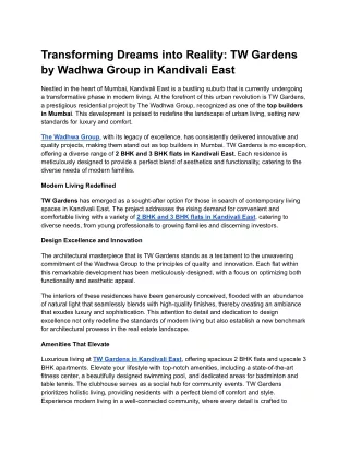 Transforming Dreams into Reality_ TW Gardens by Wadhwa Group in Kandivali East