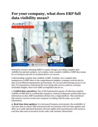 For your company, what does ERP full data visibility mean
