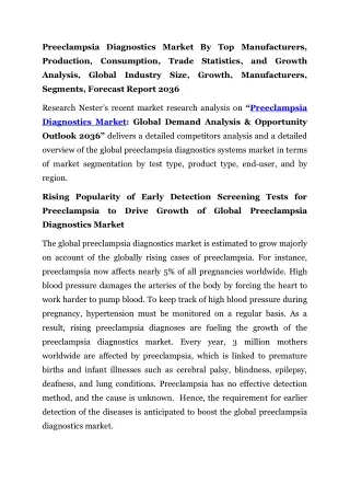 Preeclampsia Diagnostics Market Industry Size 2036