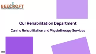 Veterinary Rehabilitation and Hydrotherapy for Canine Rehabilitation, Physiotherapy, and lameness in dogs