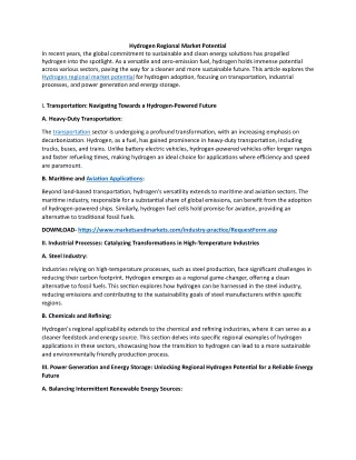 Hydrogen Regional Market Potential PDF