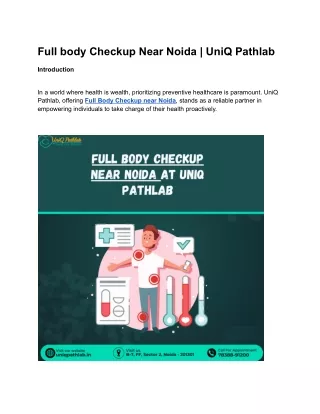 Full body checkup near Noida | UniQ Pathlab