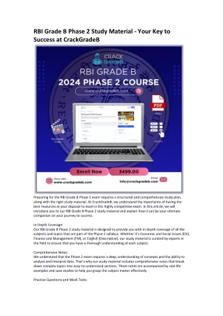 RBI Grade B Phase 2 Study Material - Your Key to Success at CrackGradeB