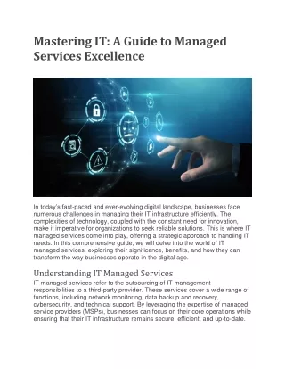 Mastering IT: A Guide to Managed Services Excellence