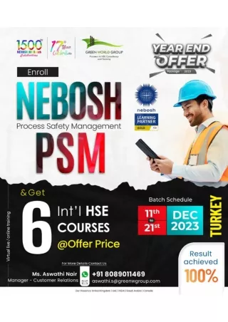 Get on-demand access to Top quality and specialized Training Structure -Nebosh PSM Course Turkey