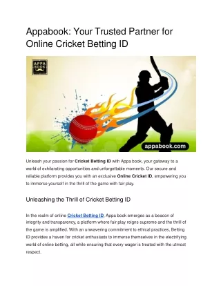 Appabook_ Your Trusted Partner for Online Cricket Betting ID