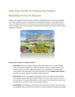 Your Easy Guide to Finding the Perfect Wedding Venue in Navsari