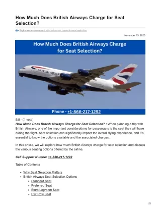 How Much Does British Airways Charge for Seat Selection