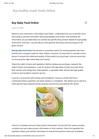 Buy Baby Food Online