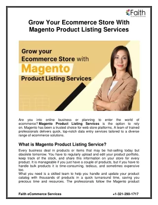 Grow your Ecommerce Store with Magento Product Listing Services