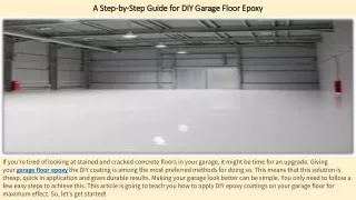 A Step-by-Step Guide for DIY Garage Floor Epoxy