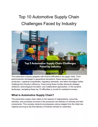 Top 10 Automotive Supply Chain Challenges Faced by Industry