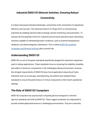 Industrial EN50155 Ethernet Switches: Ensuring Robust Connectivity