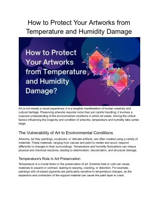 How to Protect Your Artworks from Temperature and Humidity Damage
