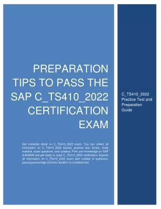 Preparation Tips to Pass the SAP C_TS410_2022 Certification Exam