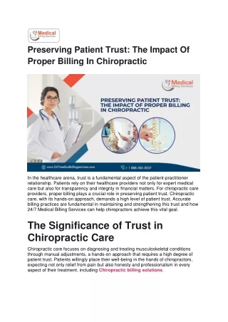 Preserving Patient Trust - The Impact of Proper Billing in Chiropractic