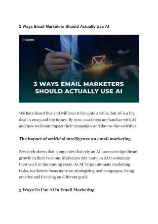 3 Ways Email Marketers Should Actually Use AI