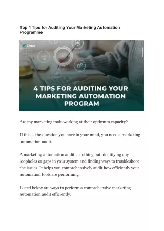 Top 4 Tips for Auditing Your Marketing Automation Programme