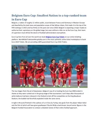 Belgium Euro Cup Smallest Nation to a top-ranked team in Euro Cup