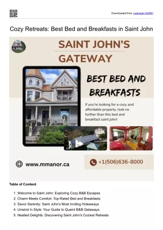 Cozy Retreats Best Bed and Breakfasts in Saint John NB