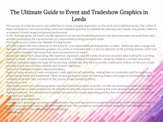 The Ultimate Guide to Event and Tradeshow Graphics in Leeds